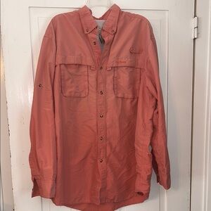 L.L. BEAN Mens XL Tall Fishing Button Up Shirt Vented Cabincore Outdoor Salmon